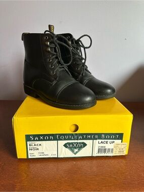 Kids' Black Lace-Up Riding Boots